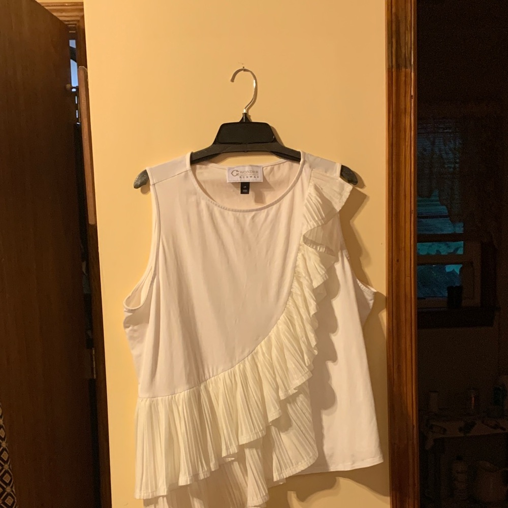 C. Wonder White Sleeveless Ruffle Blouse
